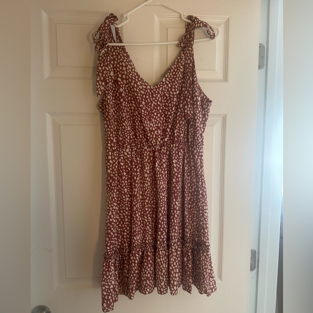 Brown and White Polka Dot Dress